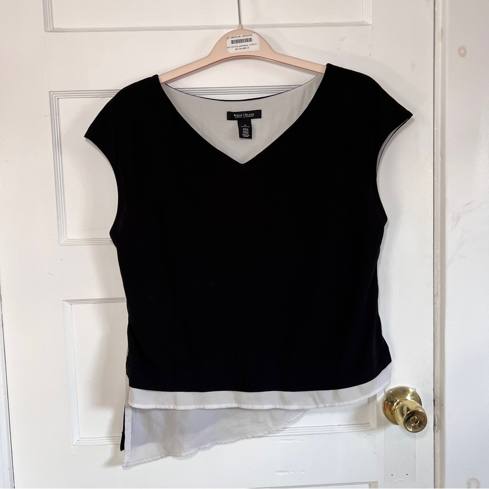 WHBM Black Asymmetrical Top Sz M